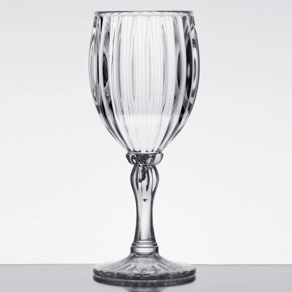 GET Enterprises GET SW-1422-1-SAN-CL 8 Oz. Customizable SAN Plastic Fluted Wine Glass - 24/Case - Image 2
