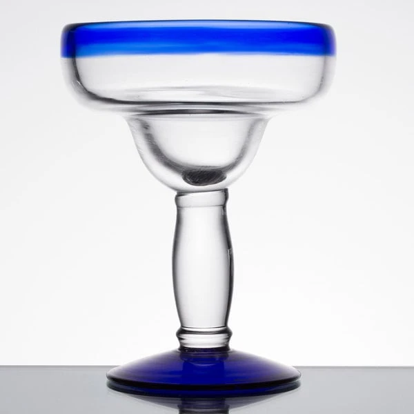 Libbey 92308 Aruba 12 Oz. Margarita Glass With Cobalt Blue Rim And Base - 12/Case - Image 2