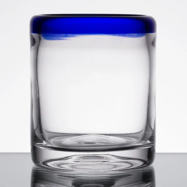 Libbey 92313 Aruba 10 Oz. Customizable Rocks / Old Fashioned Glass With Cobalt Blue Rim - 12/Case - Image 2