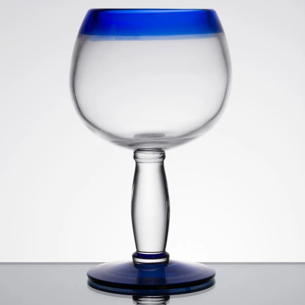 Libbey 92314 Aruba 21 Oz. Customizable Round Cocktail Glass With Cobalt Blue Rim And Base - 12/Case - Image 2