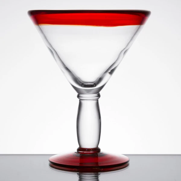 Libbey 92305R Aruba 10 Oz. Customizable Martini Glass With Red Rim And Base - 12/Case - Image 2