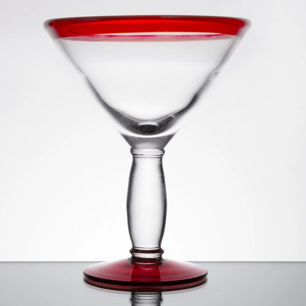 Libbey 92306R Aruba 15 Oz. Customizable Martini Glass With Red Rim And Base - 12/Case - Image 2