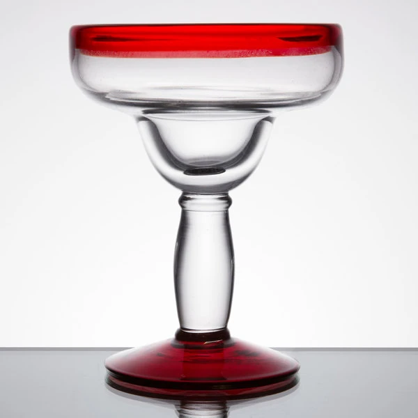 Libbey 92308R Aruba 12 Oz. Margarita Glass With Red Rim And Base - 12/Case - Image 2