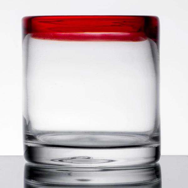 Libbey 92302R Aruba 12 Oz. Customizable Rocks / Old Fashioned Glass With Red Rim - 12/Case - Image 2