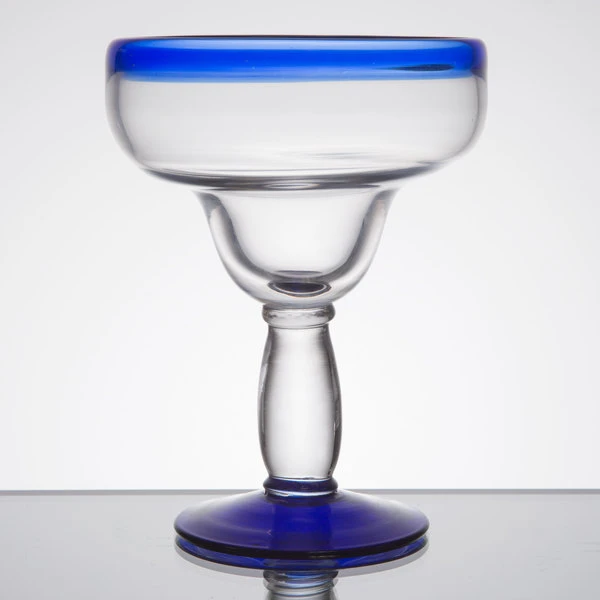 Libbey 92315 Aruba 16 Oz. Margarita Glass With Cobalt Blue Rim And Base - 12/Case - Image 2