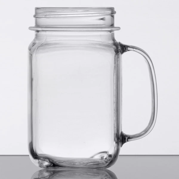 GET Enterprises GET MAS-3-CL Cheers 16 Oz. Customizable Plastic Mason Jar / Drinking Jar With Handle - 24/Case - Image 2