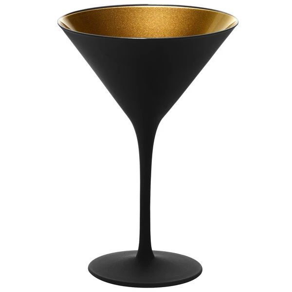 Stolzle 1400025T/2492 Glisten 8.5 Oz. Matte Black/Gold Martini Glass - 6/Case - Image 2