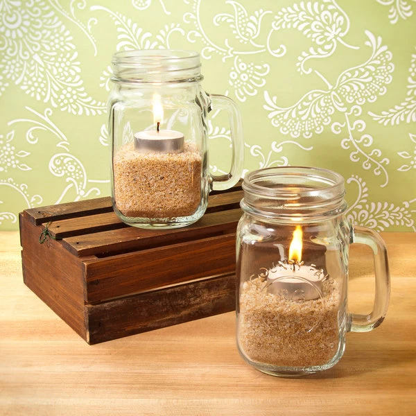 Libbey 97085 16 Oz. County Fair Drinking Jar / Mason Jar With Handle - 12/Case - Image 4