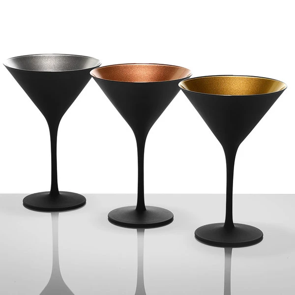 Stolzle 1400025T/2492 Glisten 8.5 Oz. Matte Black/Gold Martini Glass - 6/Case - Image 3