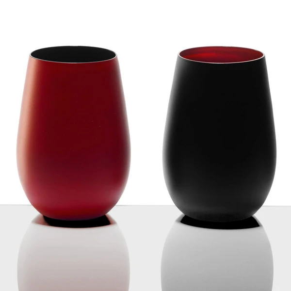 Stolzle 3520012T/2463 Glisten 16.5 Oz. Matte Red/Black Stemless Wine Glass / Tumbler - 6/Case - Image 3