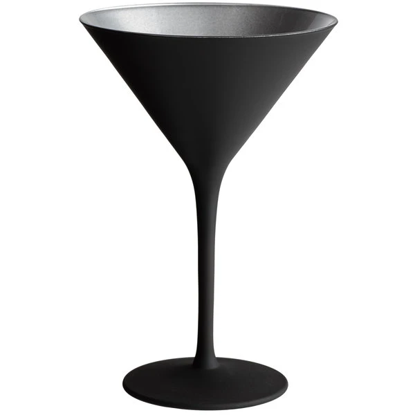 Stolzle 1400025T/2493 Glisten 8.5 Oz. Matte Black/Silver Martini Glass - 6/Case - Image 2