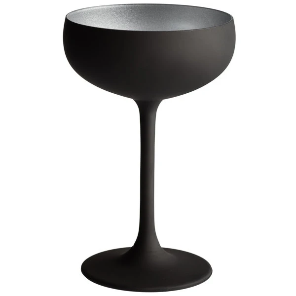 Stolzle 2730008T/2493 Glisten 8 Oz. Matte Black/Silver Coupe Glass - 6/Case - Image 2