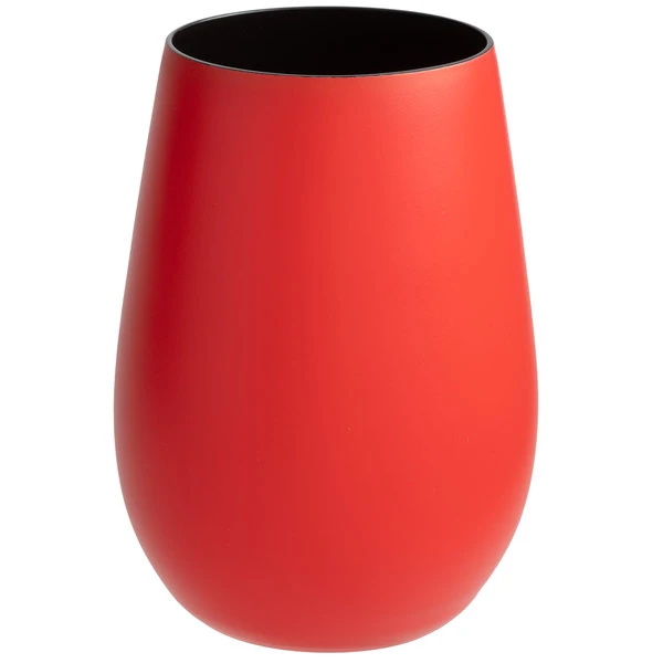 Stolzle 3520012T/2463 Glisten 16.5 Oz. Matte Red/Black Stemless Wine Glass / Tumbler - 6/Case - Image 2