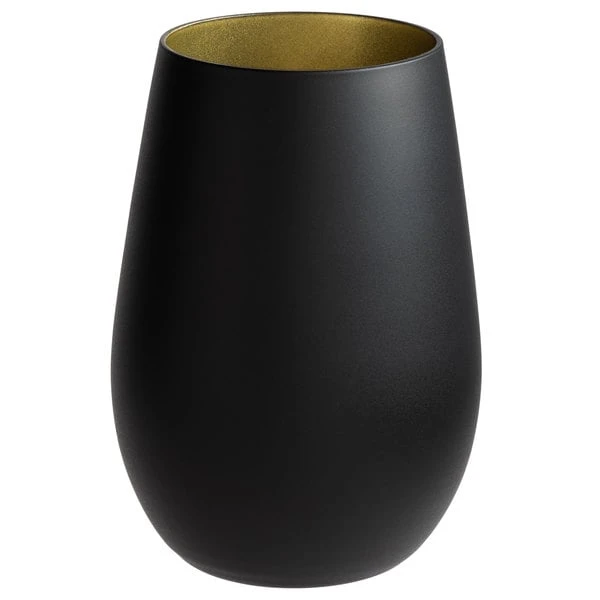 Stolzle 3520012T/2492 Glisten 16.5 Oz. Matte Black/Gold Stemless Wine Glass / Tumbler - 6/Case - Image 2