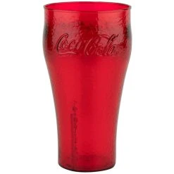 GET Enterprises GET 3324-RC Bell 24 Oz. Red Coca-Cola® Polycarbonate Pebbled Soda Glass - 72/Case
