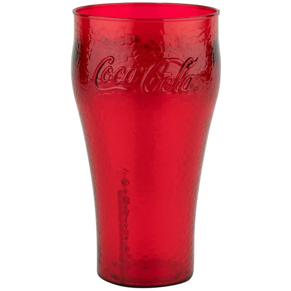 GET Enterprises GET 3324-RC Bell 24 Oz. Red Coca-Cola® Polycarbonate Pebbled Soda Glass - 72/Case