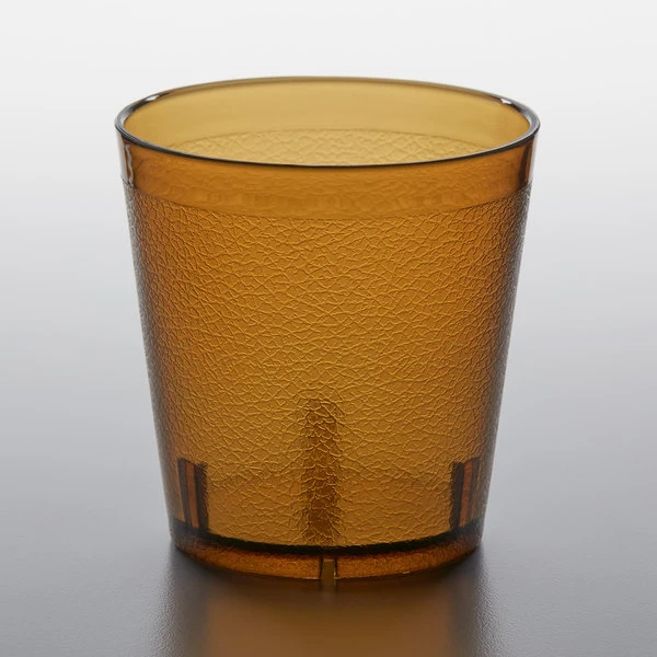 GET Enterprises GET 6609-1-A 9 Oz. Amber Customizable SAN Plastic Short Pebbled Tumbler - 72/Case - Image 2