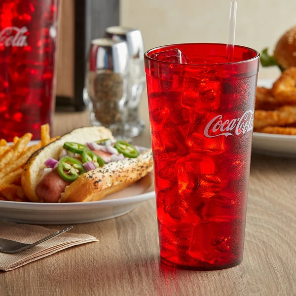 Carlisle 52203550 Stackable 20 Oz. Ruby Coca-Cola® SAN Plastic Tumbler - 72/Case