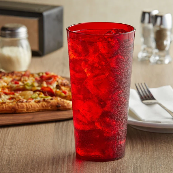 GET Enterprises GET 6624-1-R 24 Oz. Red Customizable SAN Plastic Pebbled Tumbler - 72/Case