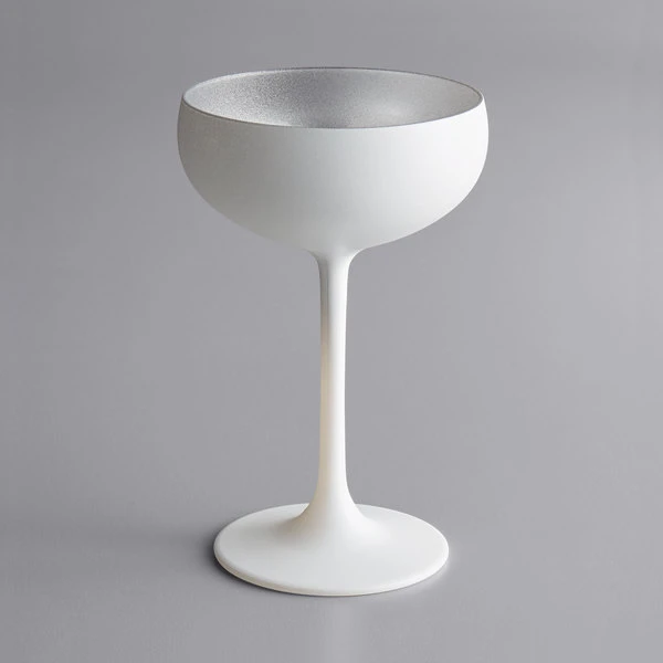 Stolzle 2730008T/2487 Glisten 8 Oz. Matte White/Silver Coupe Glass - 6/Case