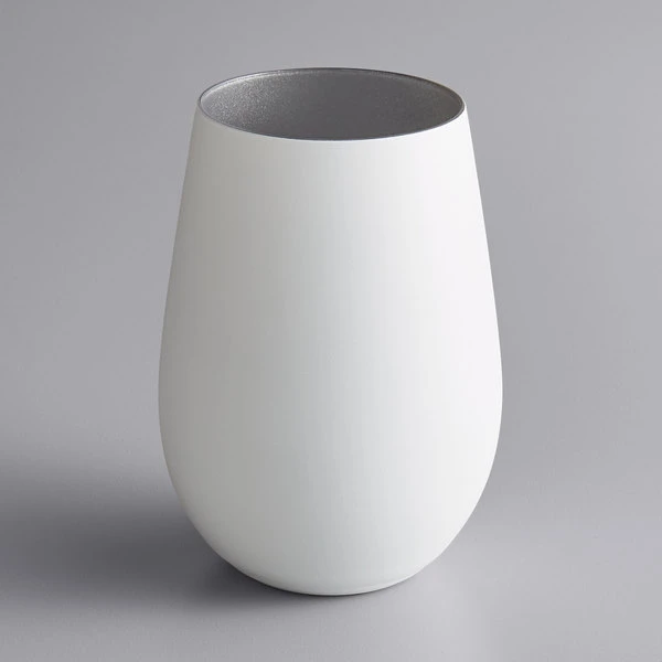 Stolzle 3520012T/2487 Glisten 16.5 Oz. Matte White/Silver Stemless Wine Glass / Tumbler - 6/Case