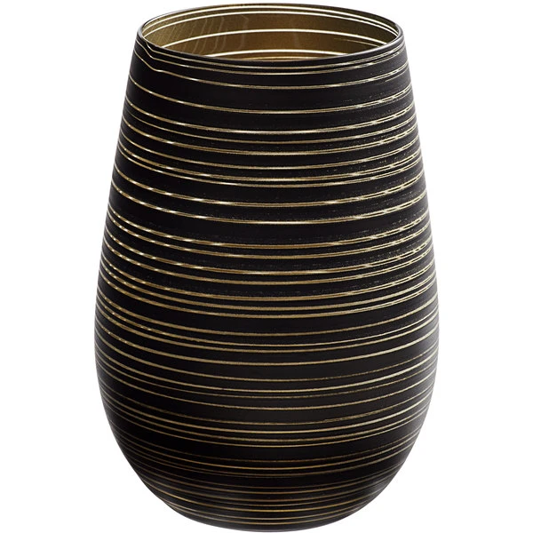 Stolzle S3525112T Twister 16.5 Oz. Black/Gold Stemless Wine Glass / Tumbler - 24/Case