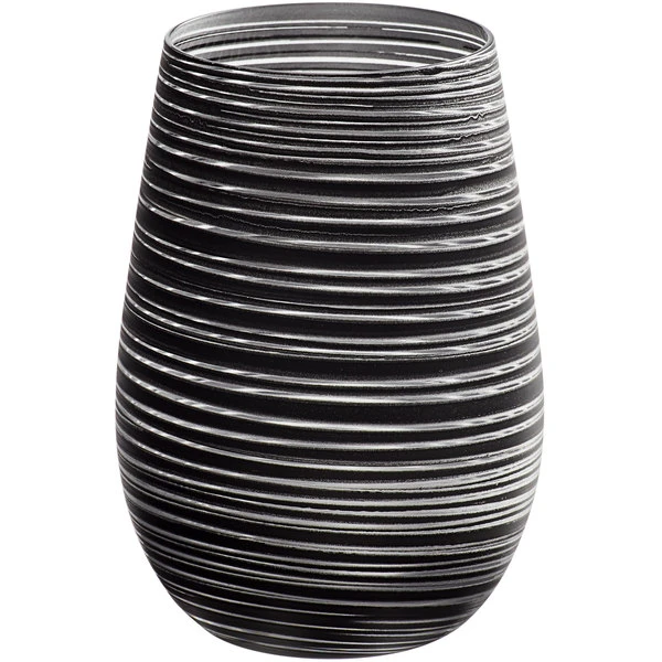 Stolzle S3525312T Twister 16.5 Oz. Black/Silver Stemless Wine Glass / Tumbler - 24/Case