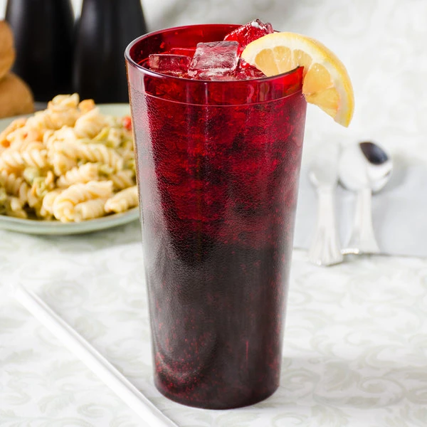 Carlisle 522410 Stackable 24 Oz. Ruby SAN Plastic Tumbler - 6/Pack