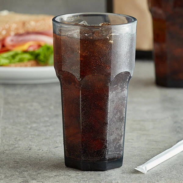 Carlisle 582018 Louis 20 Oz. Smoke SAN Plastic Tumbler - 24/Case