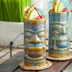 Tuxton GZ5-160 Peacock 16 Oz. Ceramic Tiki Mug - 12/Pack