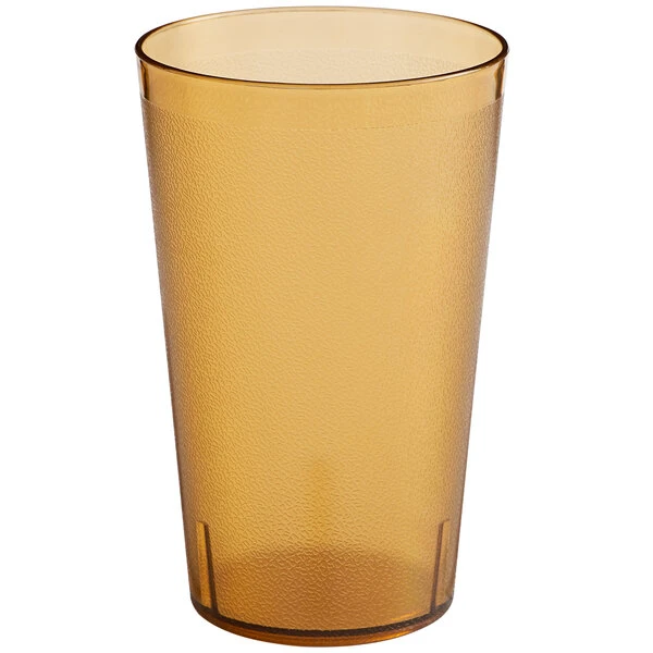 Choice 32 Oz. Amber SAN Plastic Pebbled Tumbler - 12/Pack - Image 2