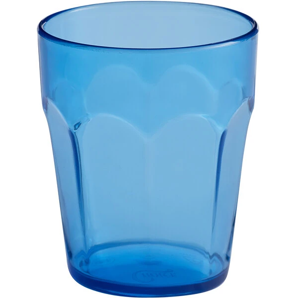 Choice 8 Oz. Blue SAN Plastic Paneled Tumbler - 12/Pack - Image 2