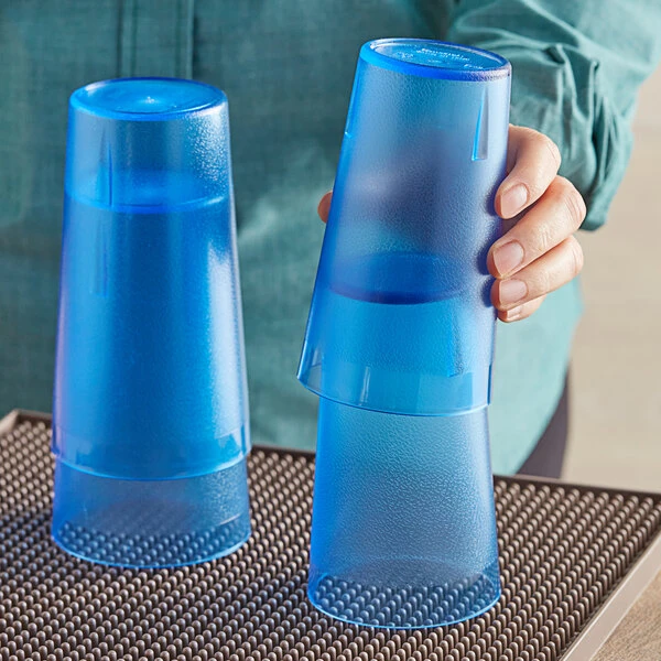 Choice 12 Oz. Blue SAN Plastic Pebbled Tumbler - 12/Pack - Image 3