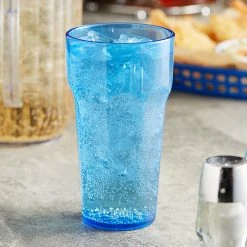 Choice 20 Oz. Blue SAN Plastic Paneled Tumbler - 12/Pack