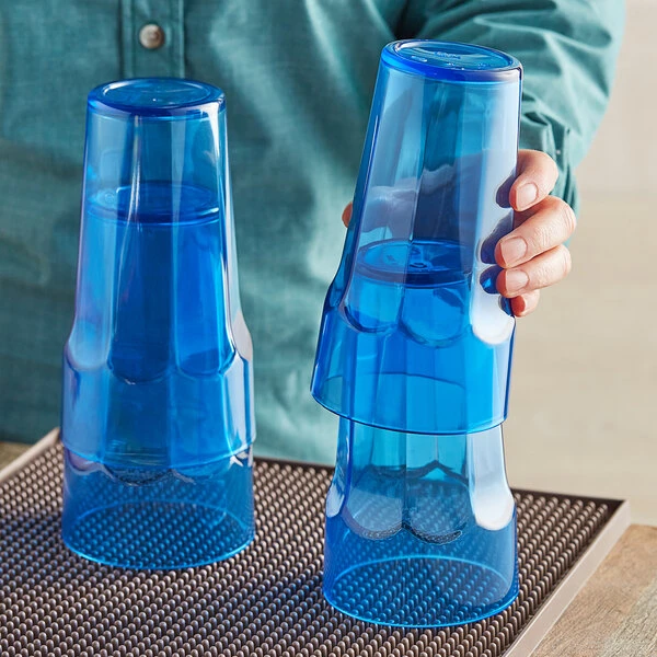 Choice 20 Oz. Blue SAN Plastic Paneled Tumbler - 12/Pack - Image 3