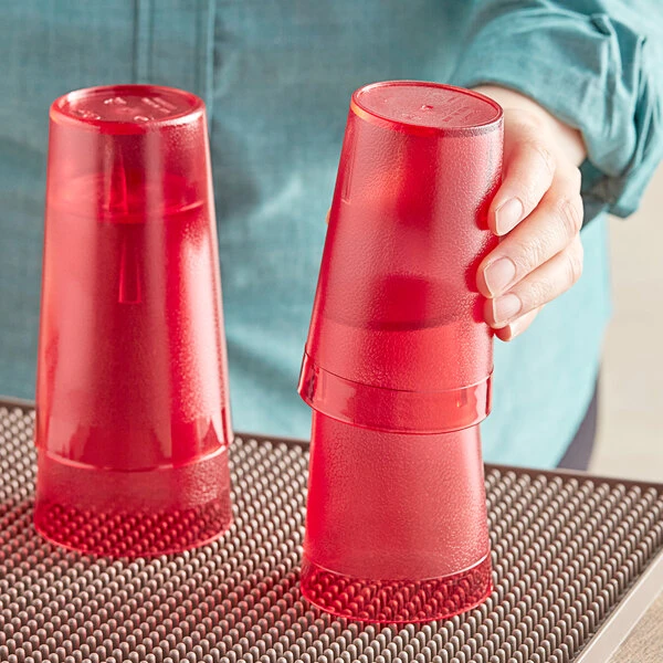 Choice 9 Oz. Red SAN Plastic Pebbled Tumbler - 12/Pack - Image 3