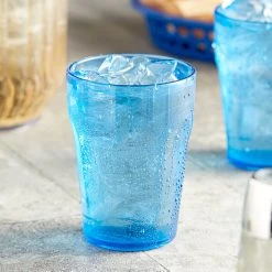 Choice 9 Oz. Blue SAN Plastic Paneled Tumbler - 12/Pack