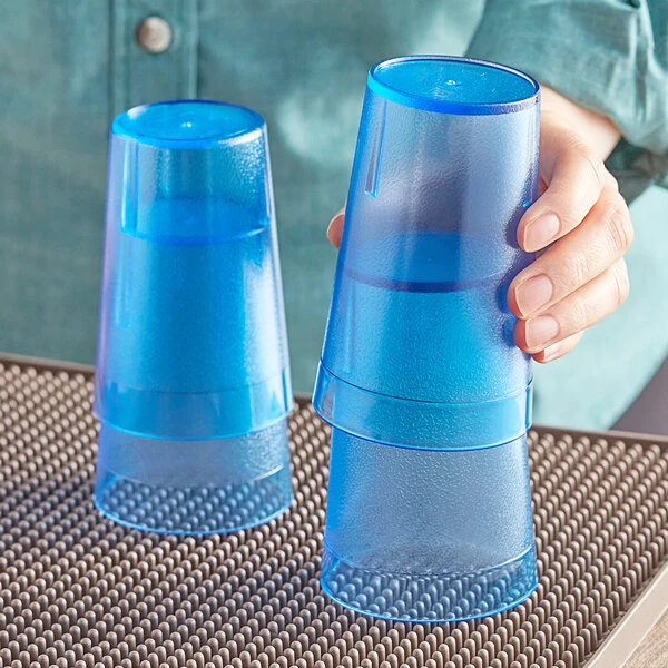 Choice 9 Oz. Blue SAN Plastic Pebbled Tumbler - 12/Pack - Image 3