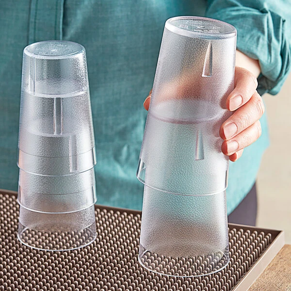 Choice 12 Oz. Clear SAN Plastic Pebbled Tumbler - 12/Pack - Image 3