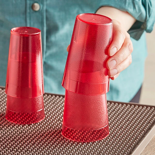 Choice 8 Oz. Red SAN Plastic Pebbled Tumbler - 12/Pack - Image 3