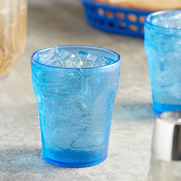 Choice 8 Oz. Blue SAN Plastic Paneled Tumbler - 12/Pack