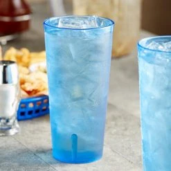 Choice 24 Oz. Blue SAN Plastic Pebbled Tumbler - 12/Pack