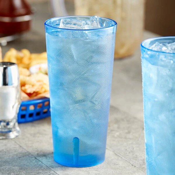 Choice 24 Oz. Blue SAN Plastic Pebbled Tumbler - 12/Pack