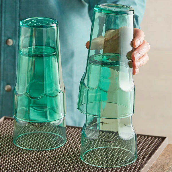 Choice 22 Oz. Green SAN Plastic Paneled Tumbler - 12/Pack - Image 3