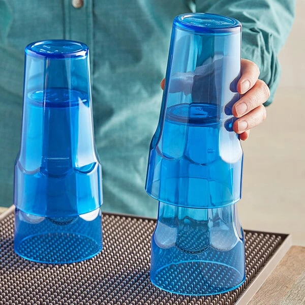 Choice 22 Oz. Blue SAN Plastic Paneled Tumbler - 12/Pack - Image 3