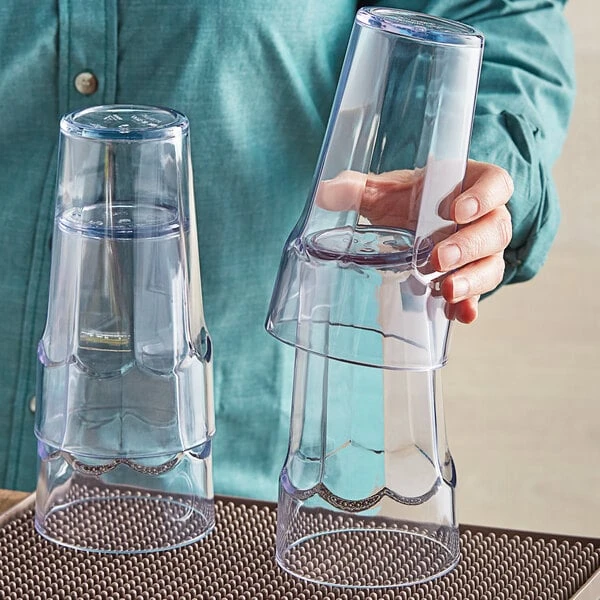 Choice 20 Oz. Clear SAN Plastic Paneled Tumbler - 12/Pack - Image 3