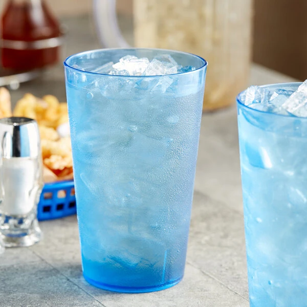 Choice 32 Oz. Blue SAN Plastic Pebbled Tumbler - 12/Pack