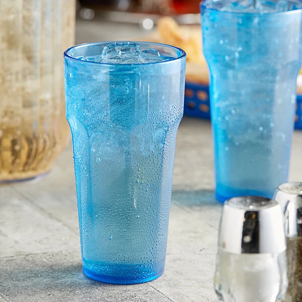 Choice 16 Oz. Blue SAN Plastic Paneled Tumbler - 12/Pack