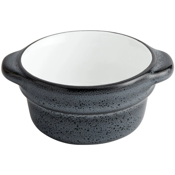 Acopa Embers 2.5 Oz. Midnight Blue Matte Stoneware Sauce Cup - 36/Case - Image 2