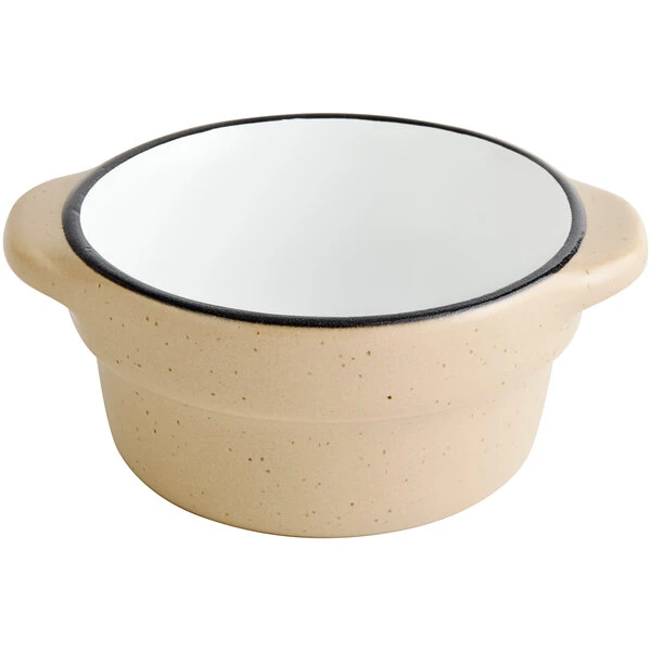 Acopa Embers 2.5 Oz. Harvest Tan Matte Stoneware Sauce Cup - 36/Case - Image 2